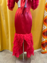 80s Red Satin Chiffon Set