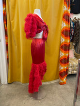 80s Red Satin Chiffon Set