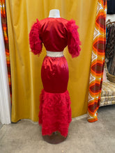 80s Red Satin Chiffon Set