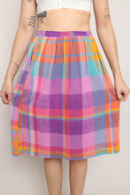 80s Plaid Gauze Cotton Skirt