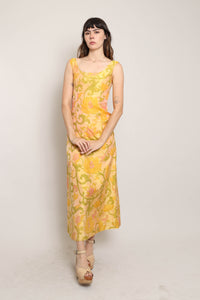 60s Floral Silk Dress
