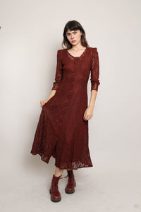 90s Burgundy Lace Dress