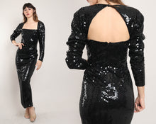 80s Sequined Open Back Dress