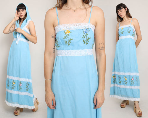 70s Embroidered Dress Set