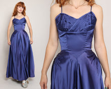 50s Blue Satin Gown