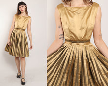 50s Golden Silk Dress
