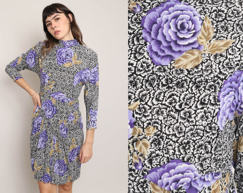 80s Purple Floral Dress