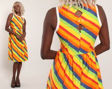 70s Rainbow Striped Dress