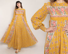 70s Smocked Floral Maxi Dress