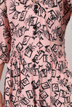 40s Pink Novelty Print Dress