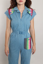 70s Serape Denim Jumpsuit