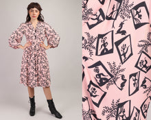 40s Pink Novelty Print Dress