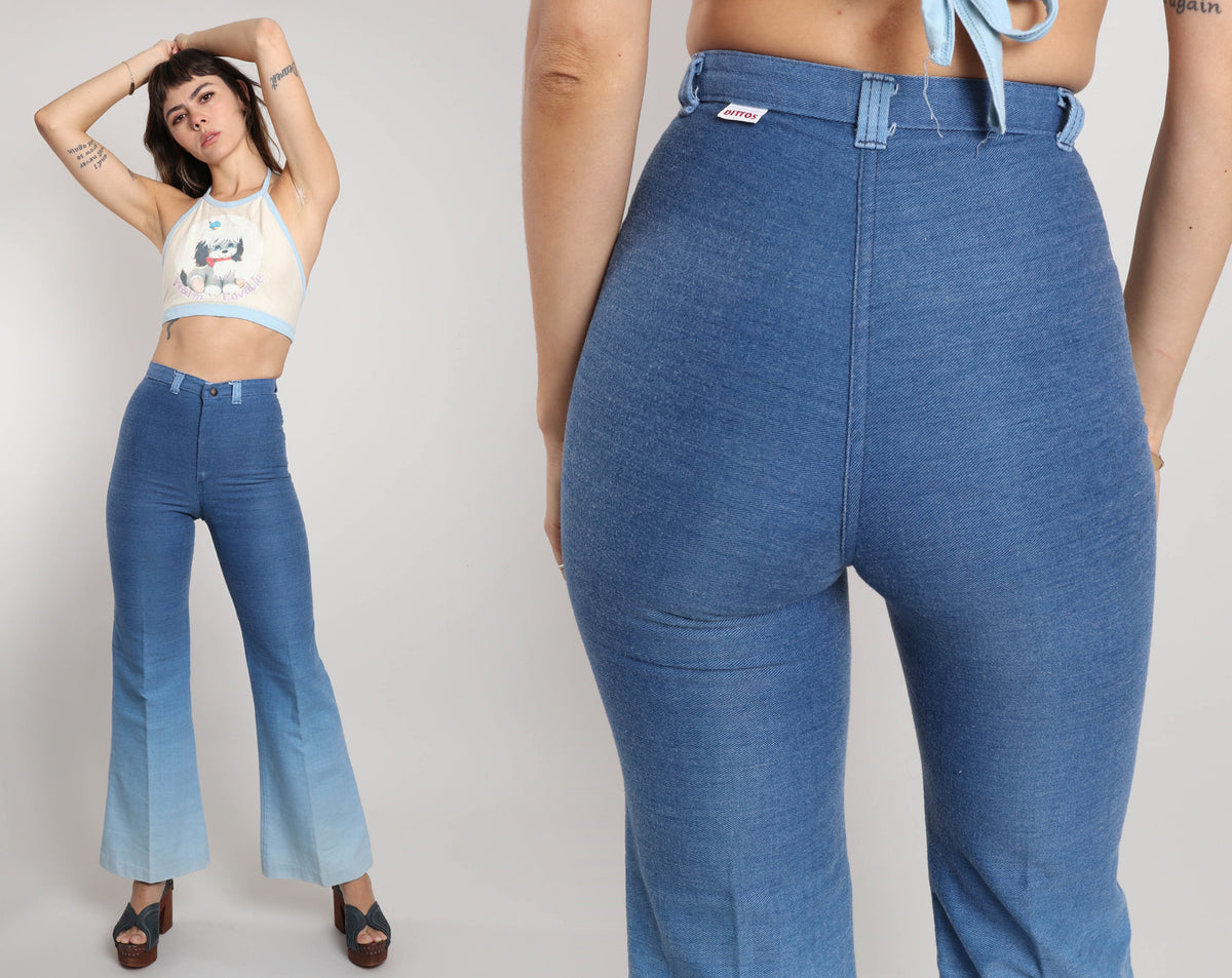 Vintage 70's DITTO Blue High Waisted Bell Bottom Jeans 