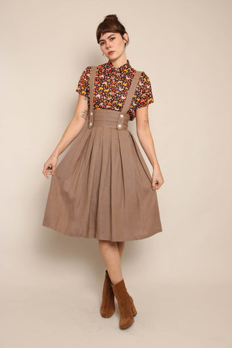 50s Brown Pinafore Dress