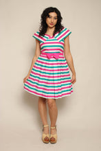 80s Lanz Striped Dress With Collar