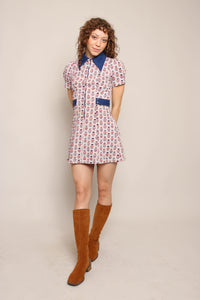 mini mod dress 70s Novelty Print Mod Mini Dress – Luxie Vintage