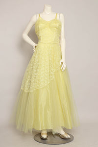 50s Yellow Tulle Gown