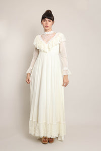 70s Prairie Wedding Dress With Train