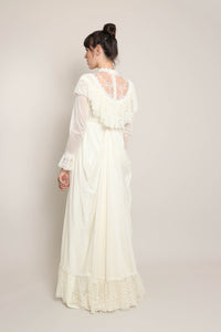 70s Prairie Wedding Dress With Train