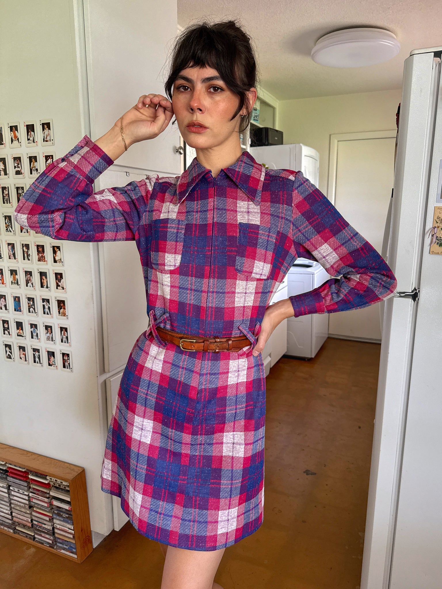 70s Plaid Knit Mod Dress 70s Plaid Knit Mod Dress