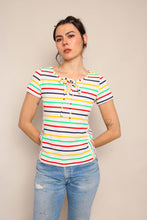 70s Rainbow Knit Keyhole Top