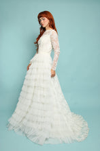 50s Lace & Tiered Chiffon Wedding Dress