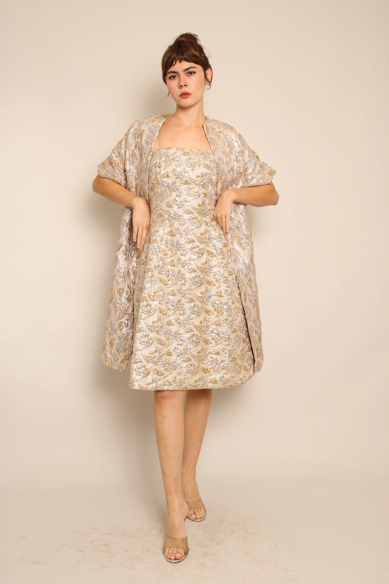 60s Gold Brocade Dress & Jacket Set 60s Gold Brocade Dress & Jacket Set