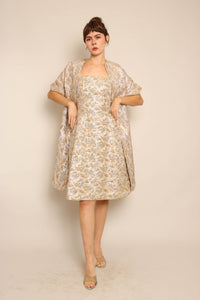 60s Gold Brocade Dress & Jacket Set Luxie Vintage 60s Gold Brocade Dress & Jacket Set Luxie Vintage