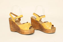 70s Yellow Platform Wedge Sandals