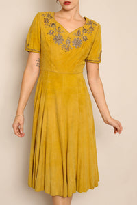 50s Suede Beaded Dress Luxie Vintage 50s Suede Beaded Dress Luxie Vintage