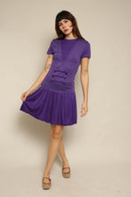 1960s Purple Drop Waist Mod Dress