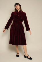 1980s Wine Red Velvet Coat With Matching Waist Tie