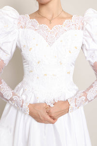 80s Juliet Wedding Dress With Train