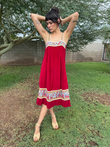 70s Velvet Prairie Dress