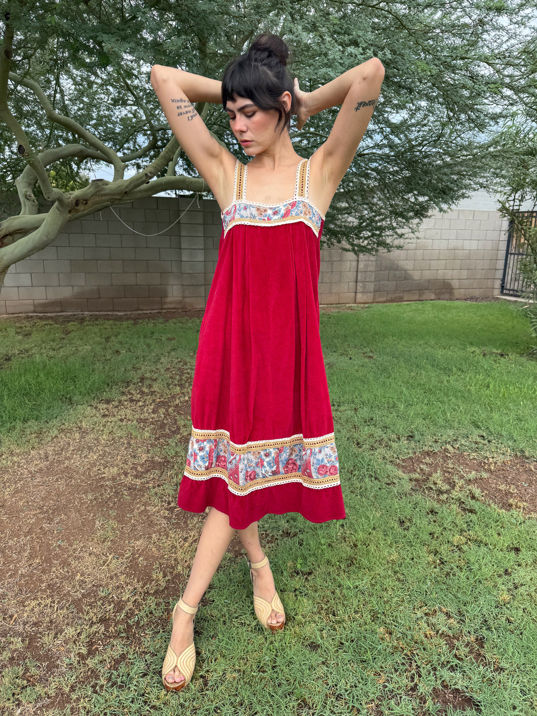 70s Velvet Prairie Dress
