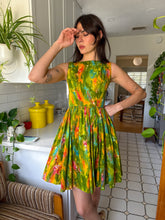 60s Green Cotton Floral Dress