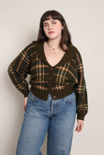 80s Green Plaid Cardigan