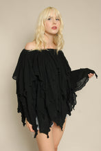 70s Black Gauze Cotton Tunic