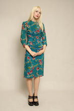 40s Patricia Fair Vivid Blue Floral Rayon Dress