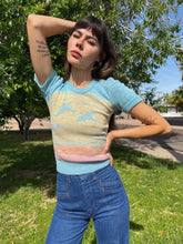 70s Bird Print Space Dye Sweater