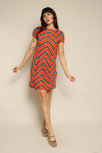 1960s Sue Brett Bold Chevron Striped Mod Shift Dress