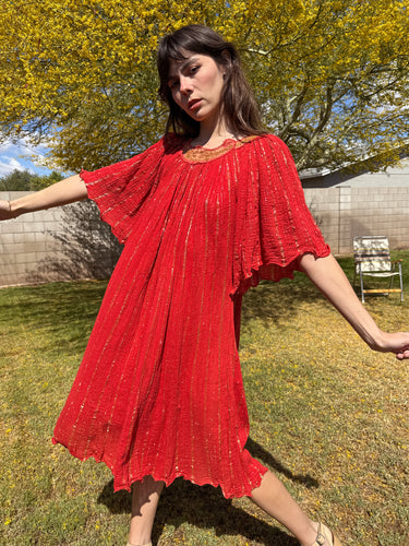70s Bell Sleeve Gauze Dress