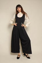 1980s Black Pinafore Wide Leg Jumpsuit