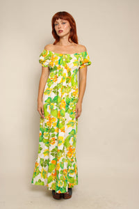 hawaiian off the shoulder dress 70s Off The Shoulder Hawaiian Dress