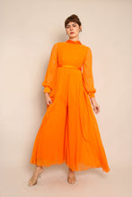 70s Orange Chiffon Palazzo Pants Jumpsuit