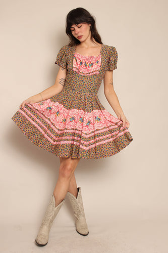 60s Floral Prairie Dress