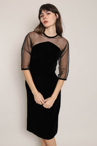 50s Velvet Mesh Bombshell Dress