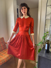 50s Burnt Orange Satin Dress