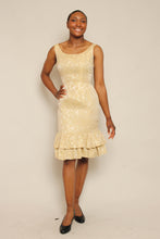 60s Gold Brocade Bombshell Dress