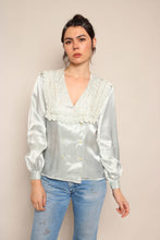 80s Seafoam Edwardian Blouse